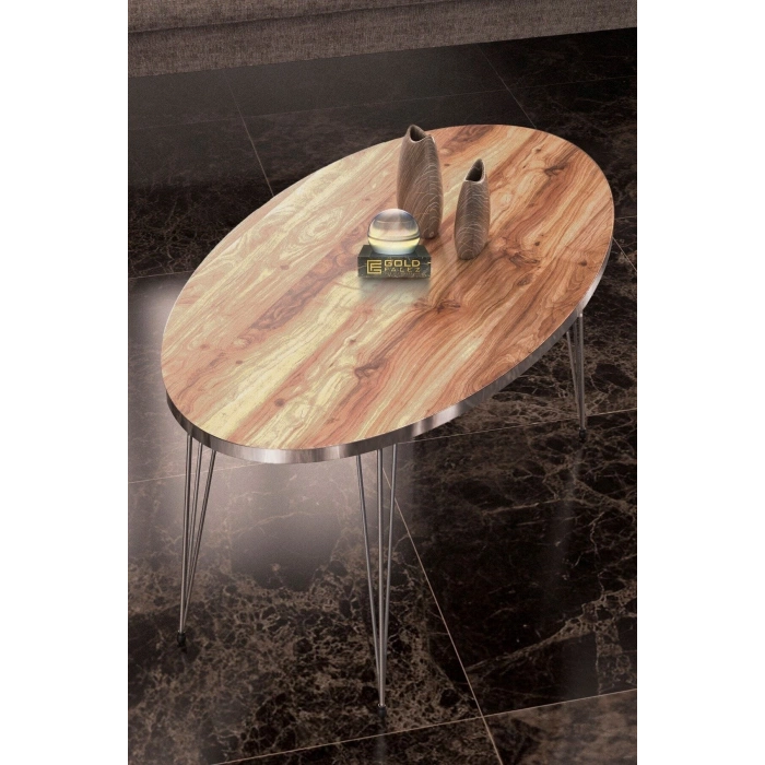 Orta Sehpa Elips Gümüş Ceviz Tel