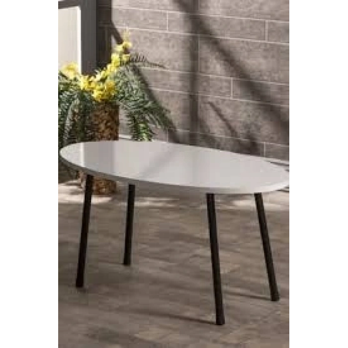 Orta Sehpa Elips Metal Ayak  Beyaz