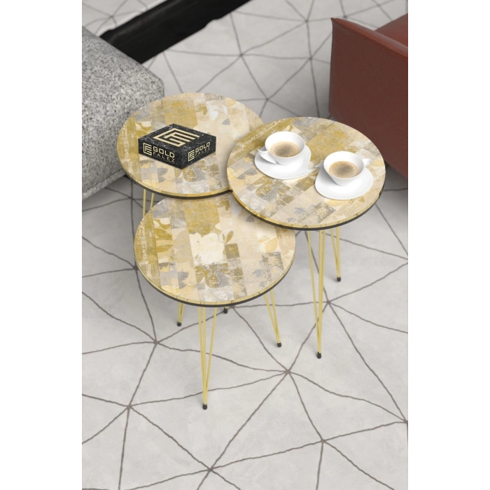 Orta Sehpa Elips Metal Ayak  Krem