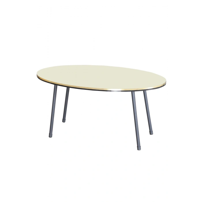 Orta Sehpa Elips Siyah Metal Ayak Çift Altın Krem