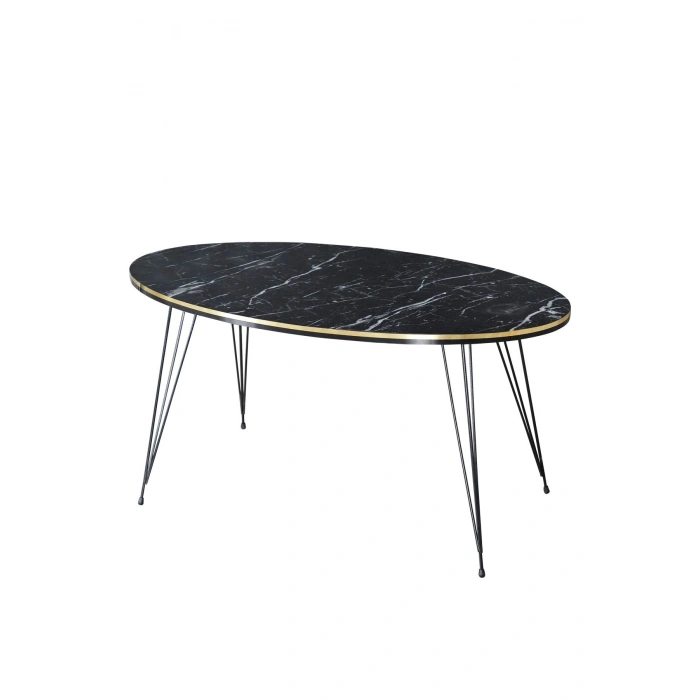 Orta Sehpa Elips Siyah Tel Ayak Çift Altın Bendir