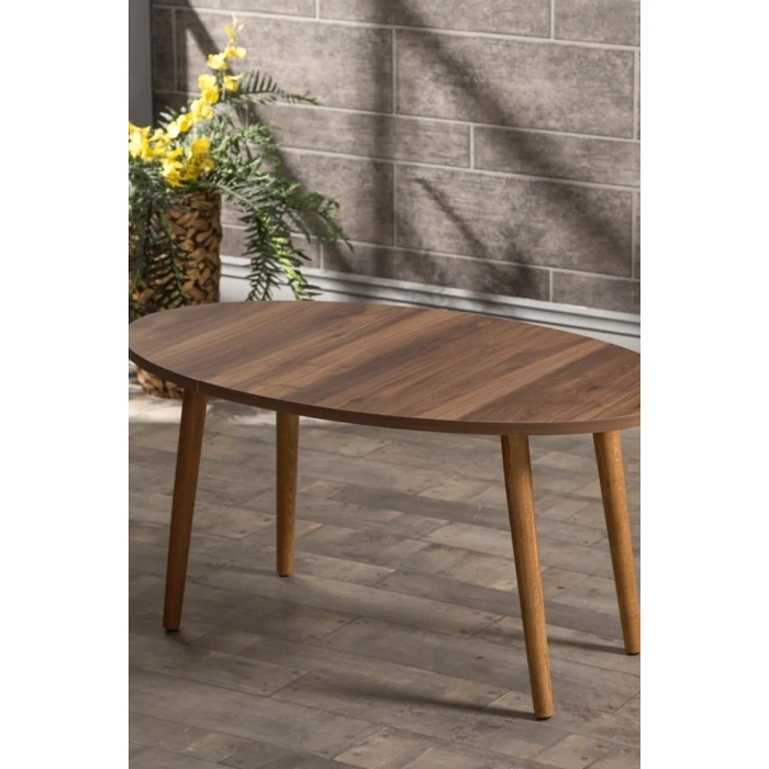 Orta Sehpa Elips  Torna Ayak  Ceviz Ahşap