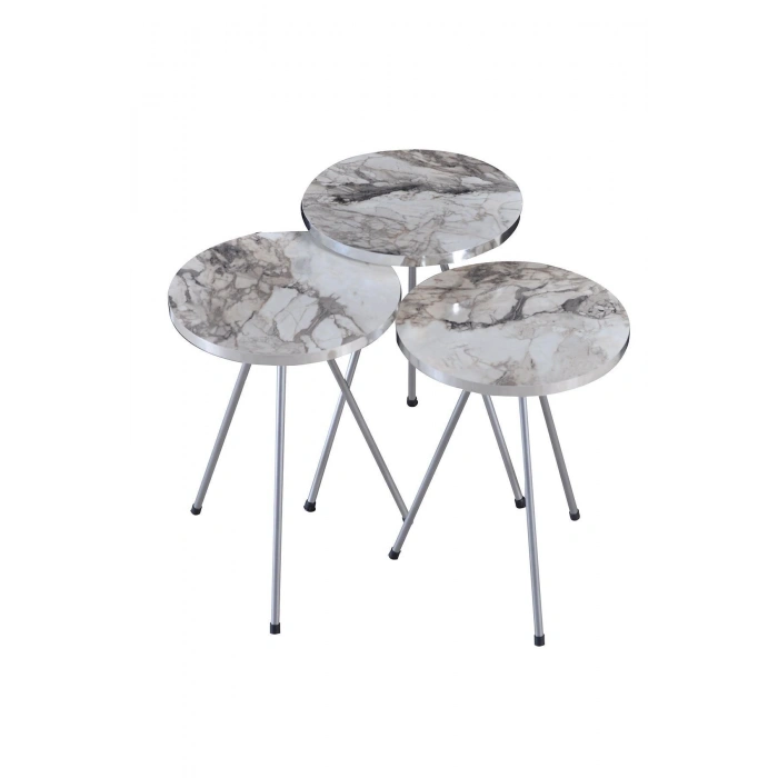 Orta Sehpa Gümüş  Elips Siyah Metal Ayak