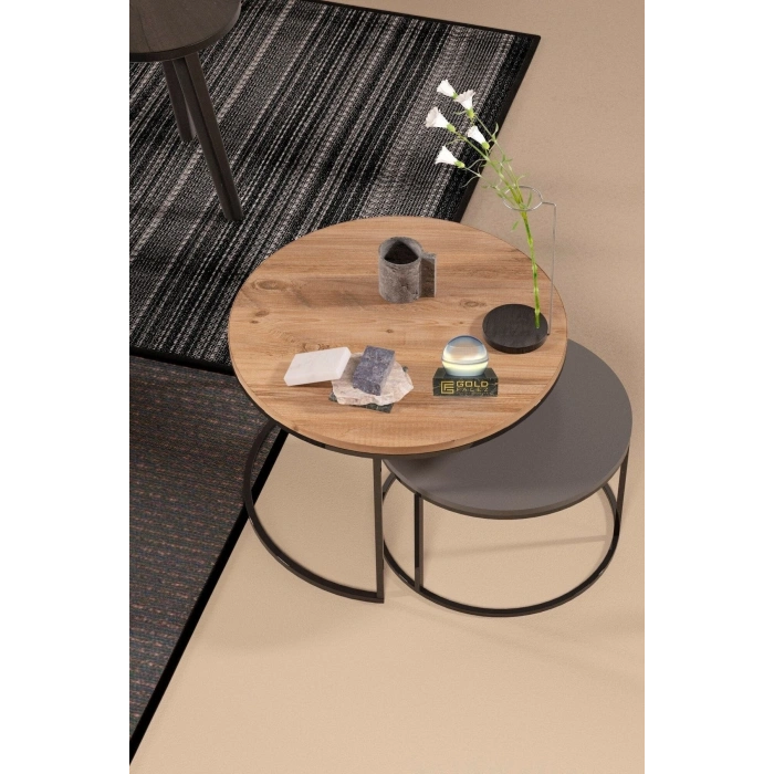 Orta Sehpa Ikili Lüx Specıal Antrasit Gri - Ceviz