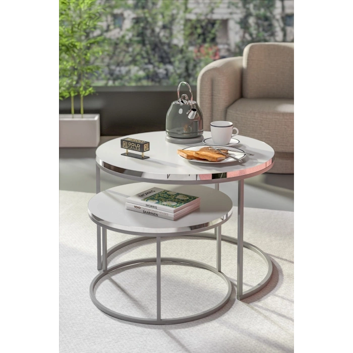 Orta Sehpa Ikili Lüx Specıal Gümüş Beyaz