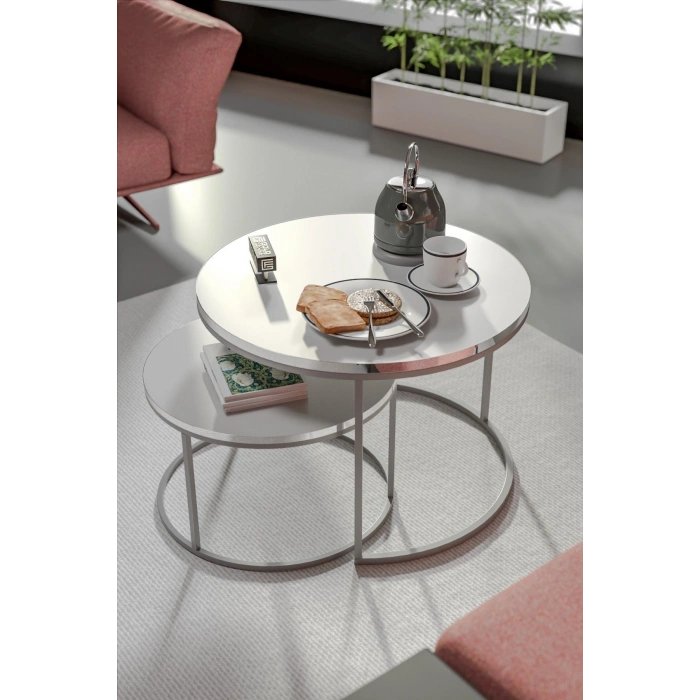 Orta Sehpa Ikili Lüx Specıal Gümüş Beyaz