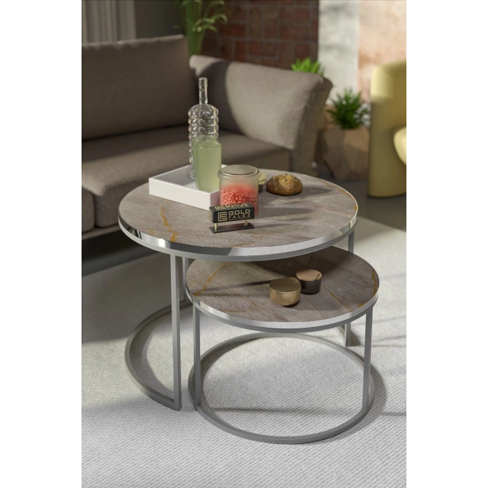 Orta Sehpa Ikili Lüx Specıal Gümüş Gordion