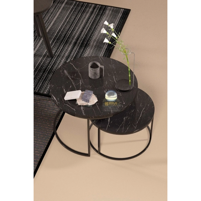 Orta Sehpa Ikili Lüx Specıal Siyah Mermer Desen 9044