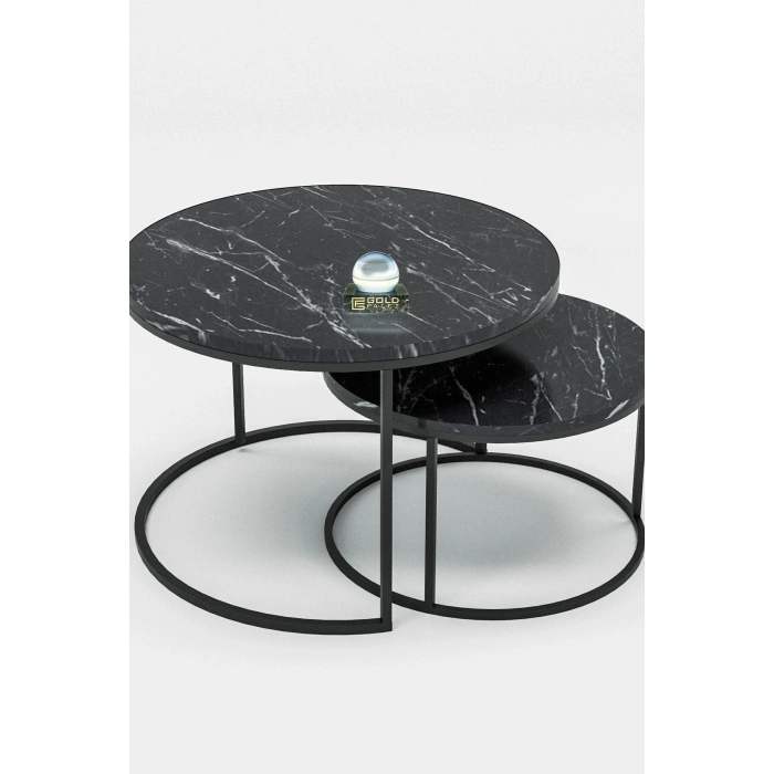 Orta Sehpa Ikili Lüx Specıal Siyah Mermer Desen 9044