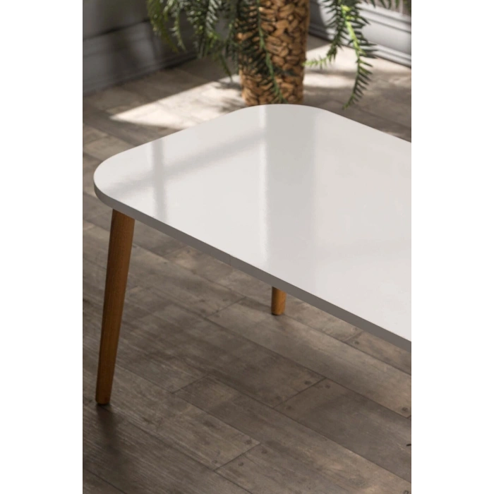 Orta Sehpa Kr Ahşap Torna Ayak Beyaz