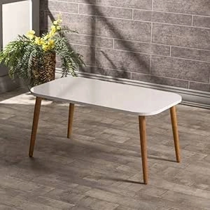 Orta Sehpa Kr Ahşap Torna Ayak Krem