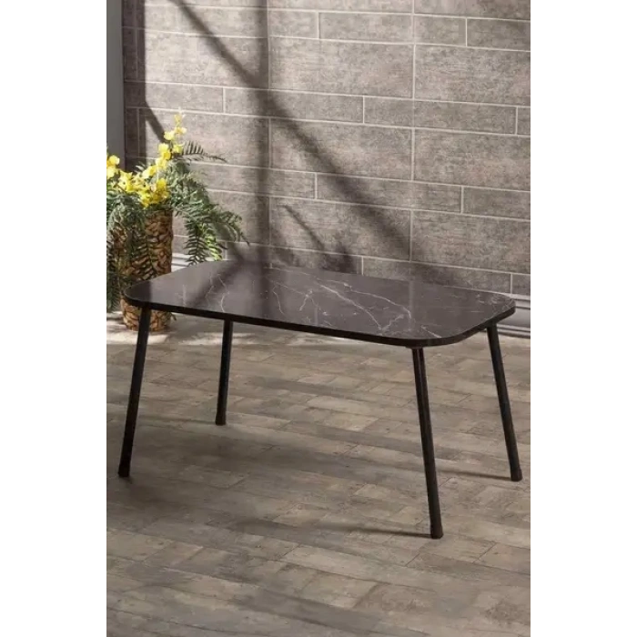 Orta Sehpa Kr Metal Ayak Siyah Mermer Desen