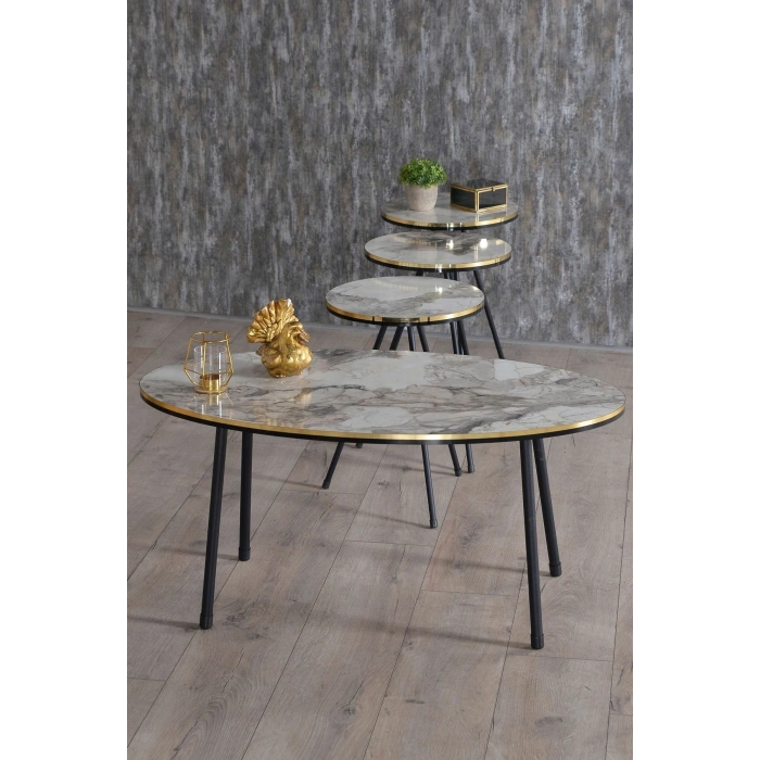 Orta Sehpa Kr Siyah Tel Ayak Çift Altın Efes