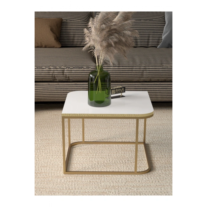 Orta Sehpa Tekli Damla Gold Beyaz