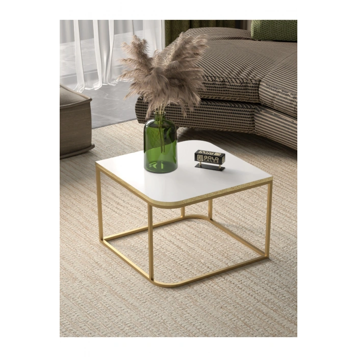 Orta Sehpa Tekli Damla Gold Beyaz