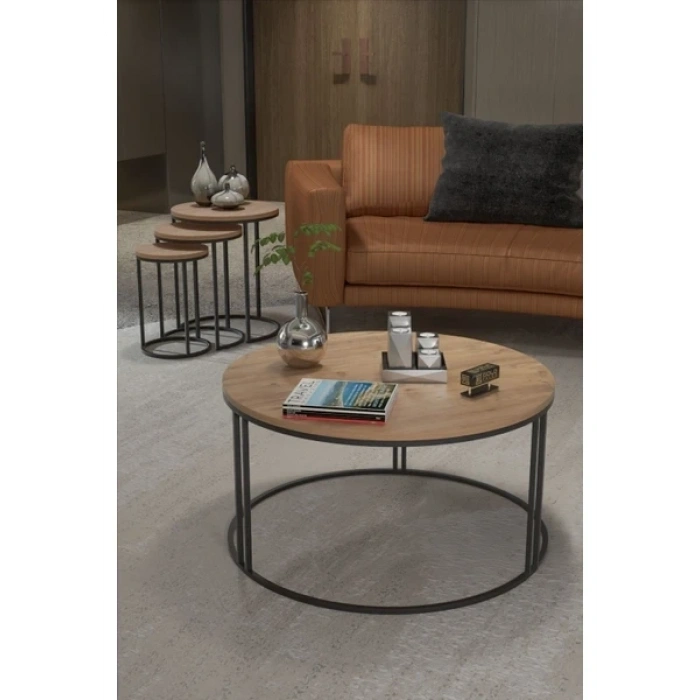 Orta Sehpa Tekli Ve 3Lü C Zigon Sehpa Kombin Set Ceviz