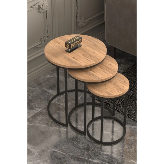 Orta Sehpa Tekli Ve 3Lü C Zigon Sehpa Kombin Set Ceviz