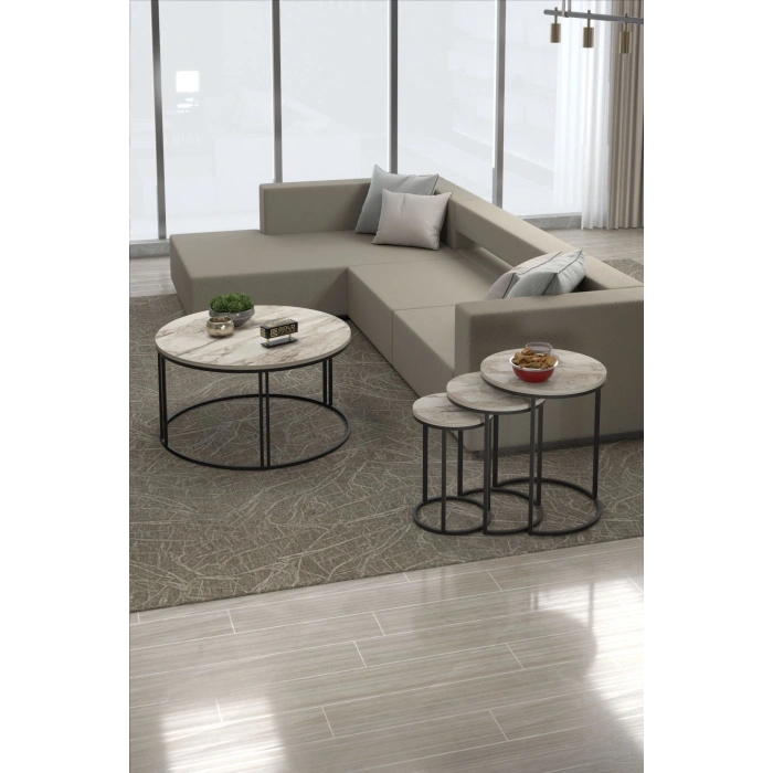 Orta Sehpa Tekli Ve 3Lü C Zigon Sehpa Kombin Set Efes