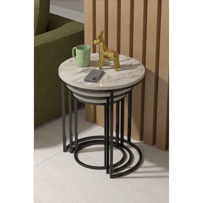 Orta Sehpa Tekli Ve 3Lü C Zigon Sehpa Kombin Set Efes