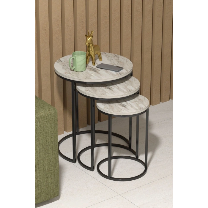 Orta Sehpa Tekli Ve 3Lü C Zigon Sehpa Kombin Set Efes