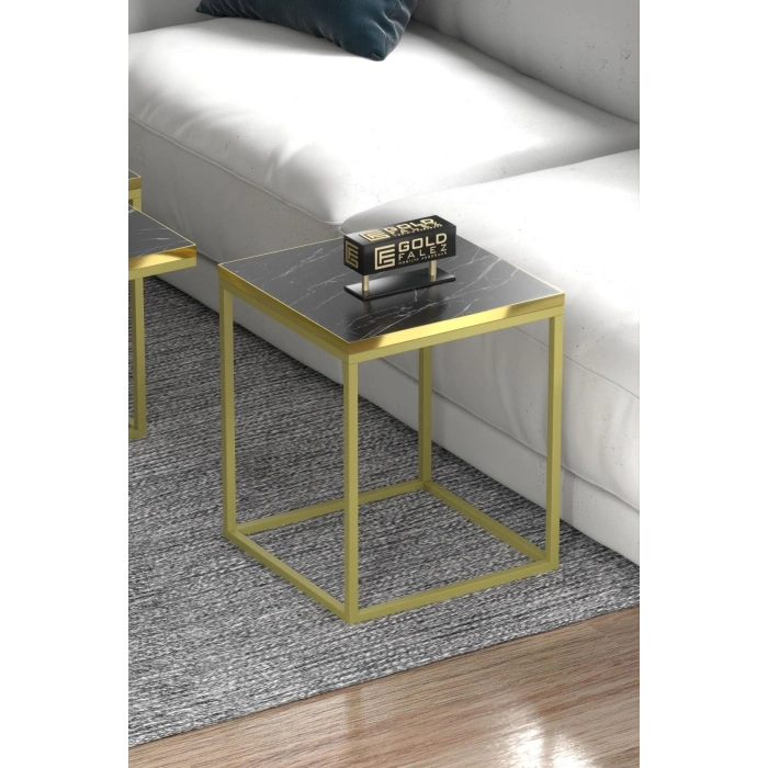 Orta Sehpa Ve Zigon Sehpa 5li Lüx Set Altın Bendir