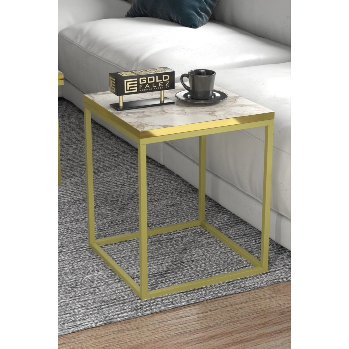 Orta Sehpa Ve Zigon Sehpa 5li Lüx Set Altın Efes