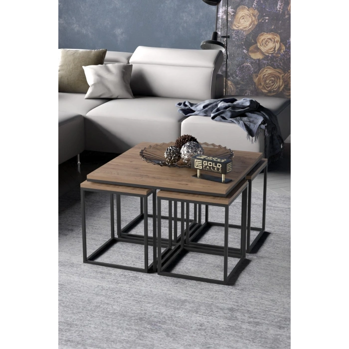 Orta Sehpa Ve Zigon Sehpa 5li Lüx Set Ceviz