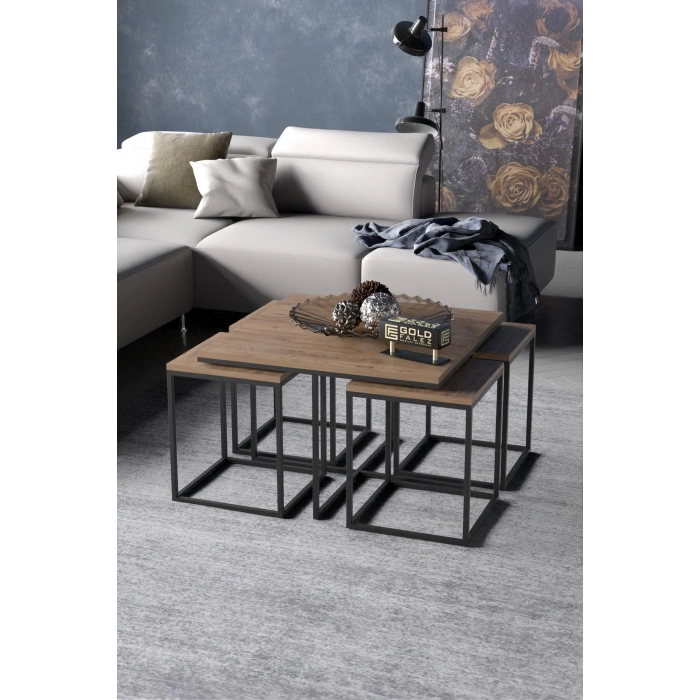 Orta Sehpa Ve Zigon Sehpa 5li Lüx Set Ceviz