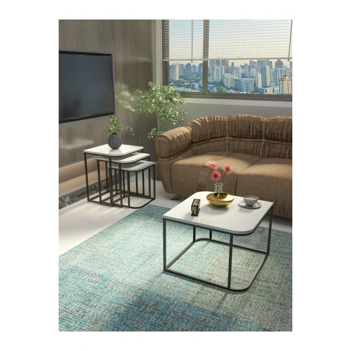 Orta Sehpa Ve Zigon Sehpa Damla Beyaz