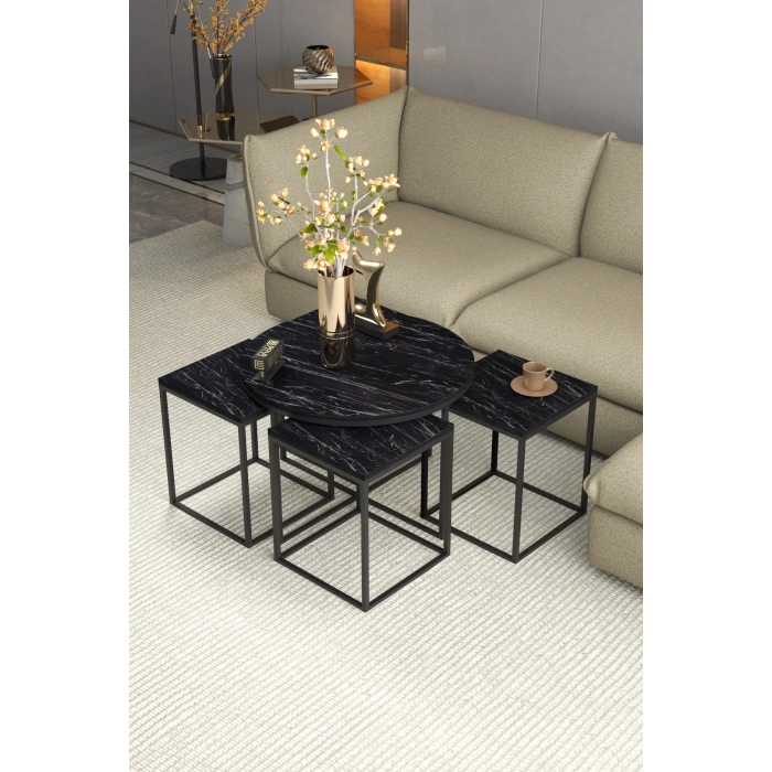 Orta Sehpa Ve Zigon Sehpa Oval Lüx 5Li Set Bendir