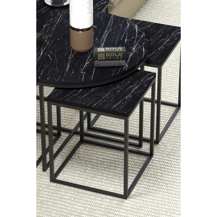 Orta Sehpa Ve Zigon Sehpa Oval Lüx 5Li Set Bendir