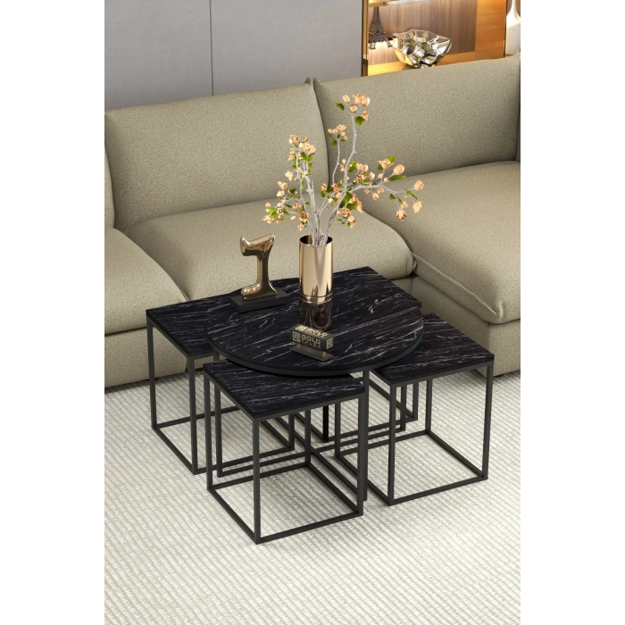 Orta Sehpa Ve Zigon Sehpa Oval Lüx 5Li Set Bendir