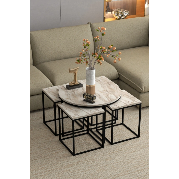 Orta Sehpa Ve Zigon Sehpa Oval Lüx 5Li Set Efes