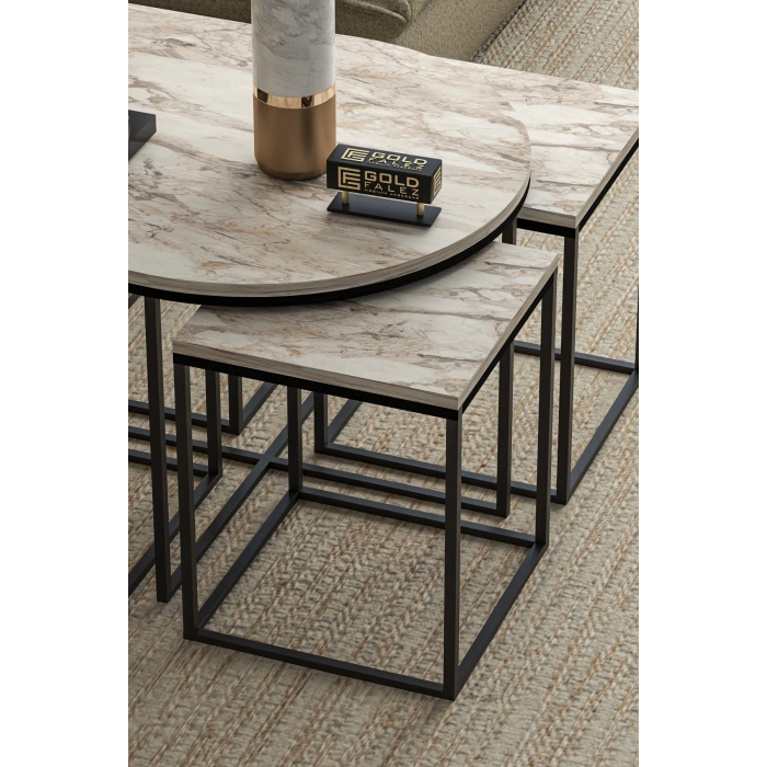 Orta Sehpa Ve Zigon Sehpa Oval Lüx 5Li Set Efes