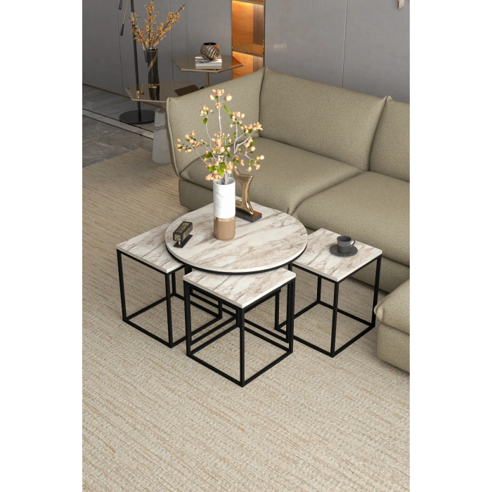 Orta Sehpa Ve Zigon Sehpa Oval Lüx 5Li Set Efes