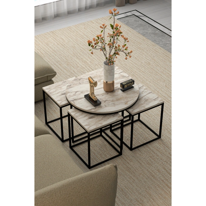 Orta Sehpa Ve Zigon Sehpa Oval Lüx 5Li Set Efes