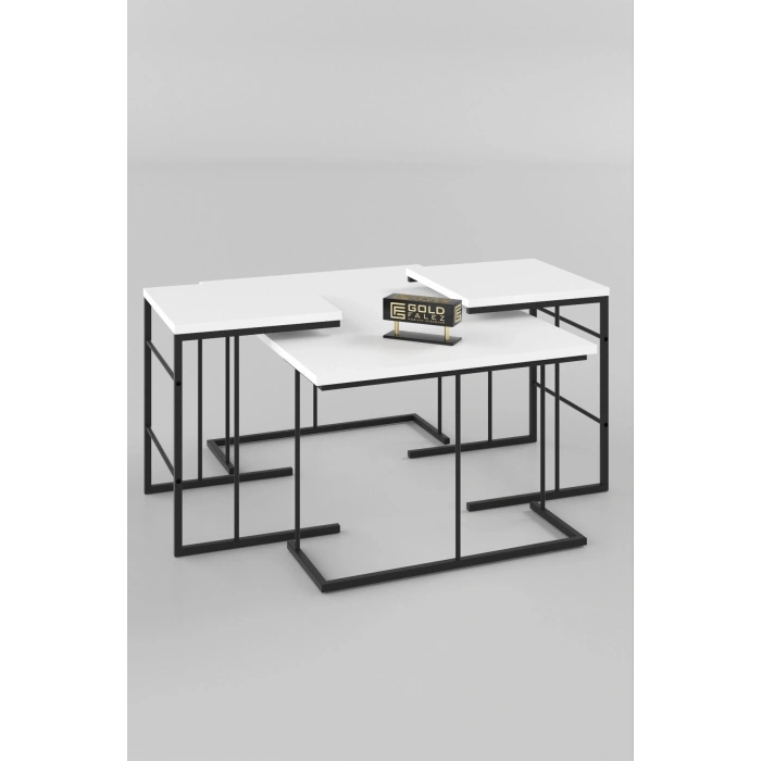 ORTA SEHPA VE ZİGON SEHPA SOLO SET BEYAZ