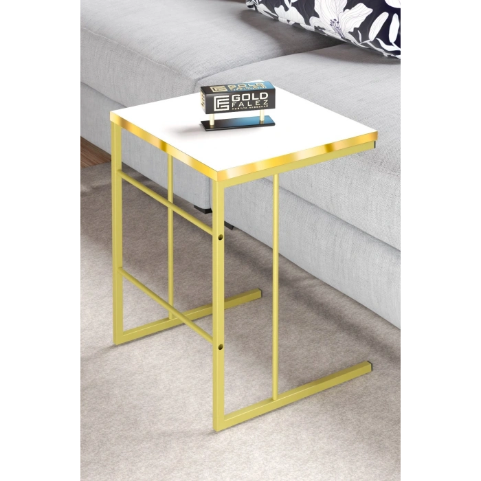 ORTA SEHPA VE ZİGON SEHPA SOLO SET GOLD BEYAZ