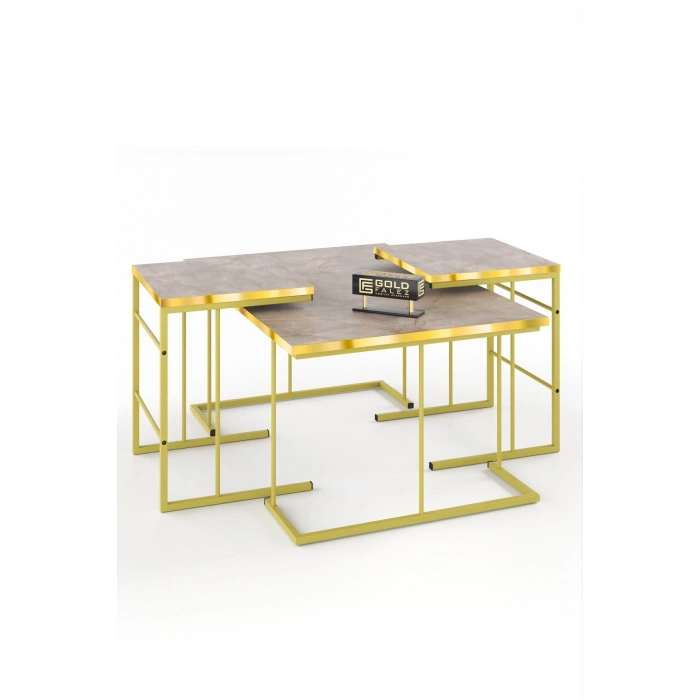 ORTA SEHPA VE ZİGON SEHPA SOLO SET GOLD GORDİON