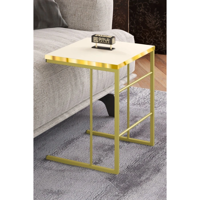 ORTA SEHPA VE ZİGON SEHPA SOLO SET GOLD KREM