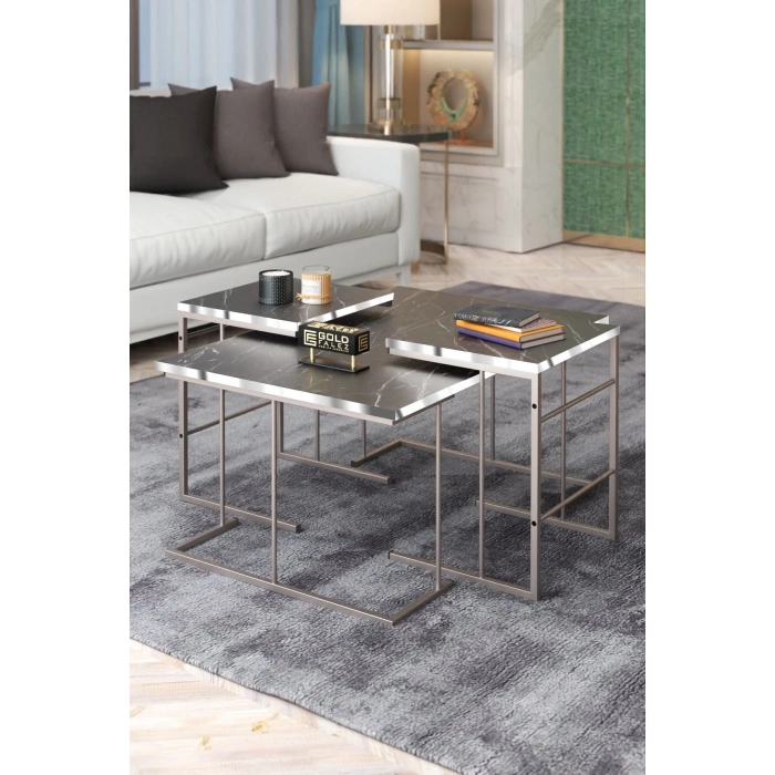 ORTA SEHPA VE ZİGON SEHPA SOLO SET GÜMÜŞ BENDİR