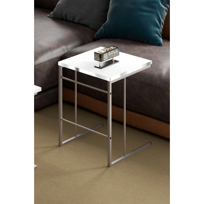 ORTA SEHPA VE ZİGON SEHPA SOLO SET GÜMÜŞ BEYAZ