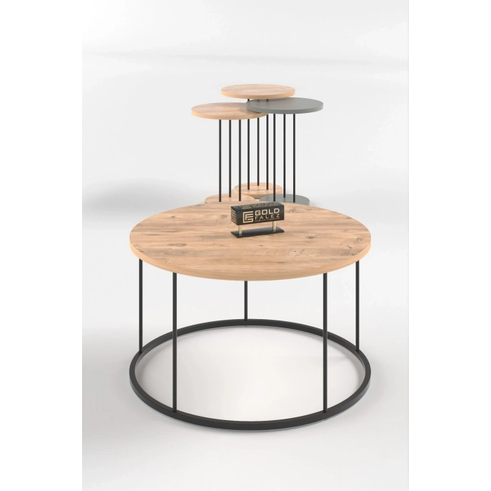 ORTA SEHPA VE ZİGON SEHPA TERRA SET ANTRASİT CEVİZ