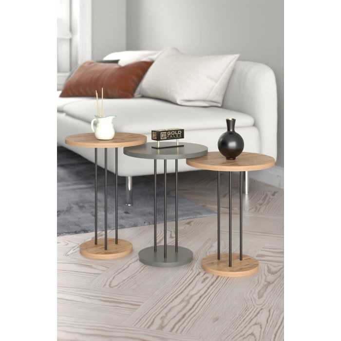 ORTA SEHPA VE ZİGON SEHPA TERRA SET ANTRASİT CEVİZ