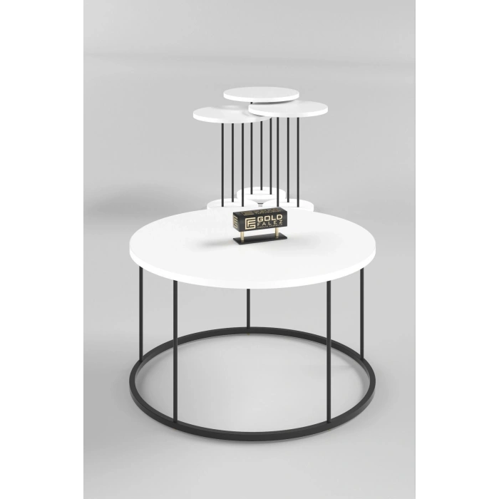 ORTA SEHPA VE ZİGON SEHPA TERRA SET BEYAZ