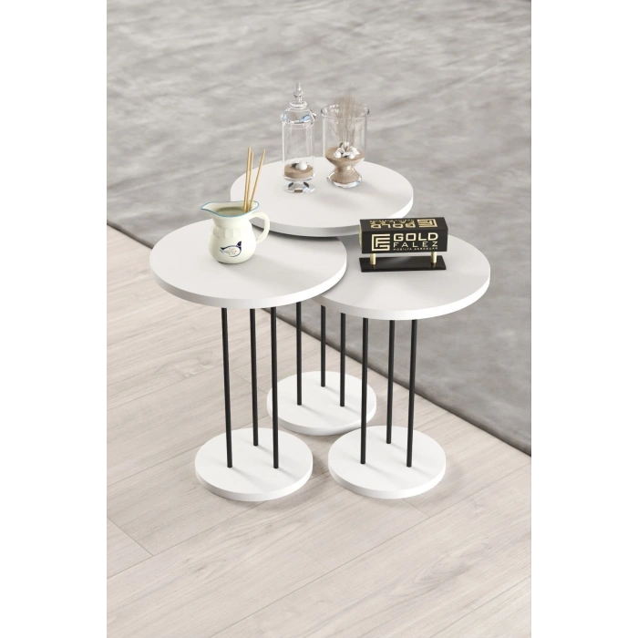 ORTA SEHPA VE ZİGON SEHPA TERRA SET BEYAZ