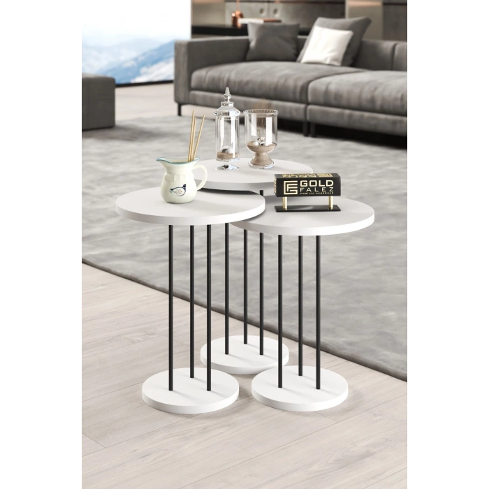 ORTA SEHPA VE ZİGON SEHPA TERRA SET BEYAZ