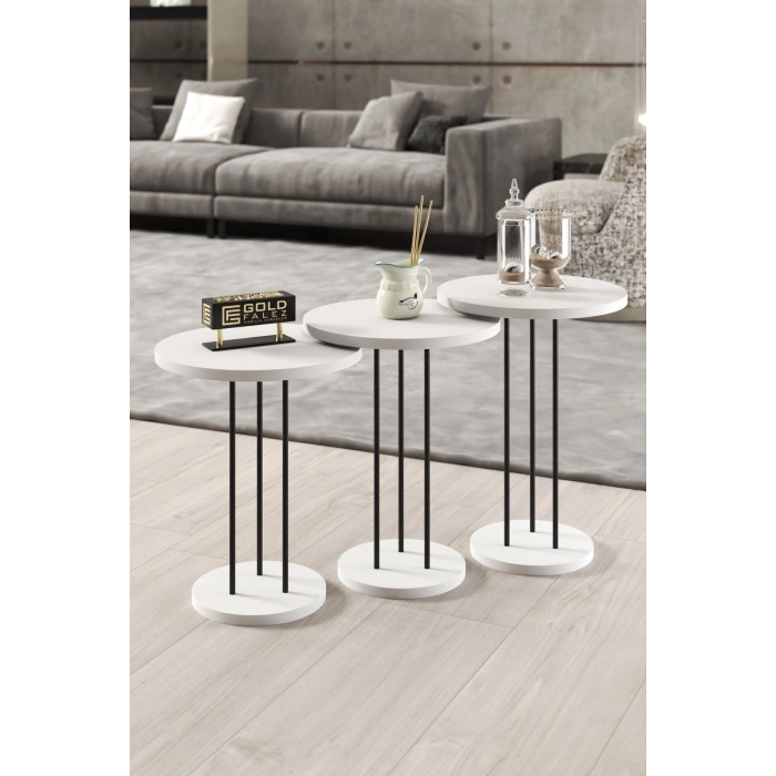 ORTA SEHPA VE ZİGON SEHPA TERRA SET BEYAZ