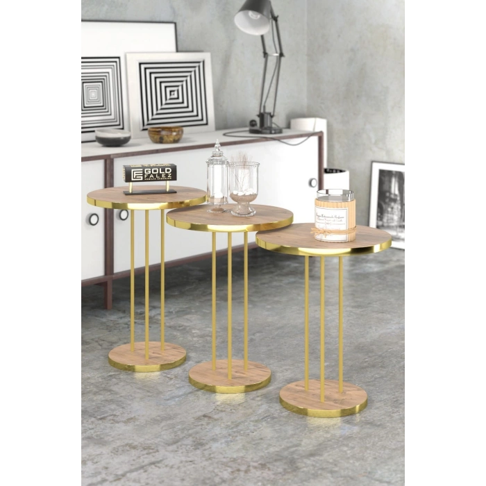 ORTA SEHPA VE ZİGON SEHPA TERRA SET GOLD ANTRASİT CEVİZ