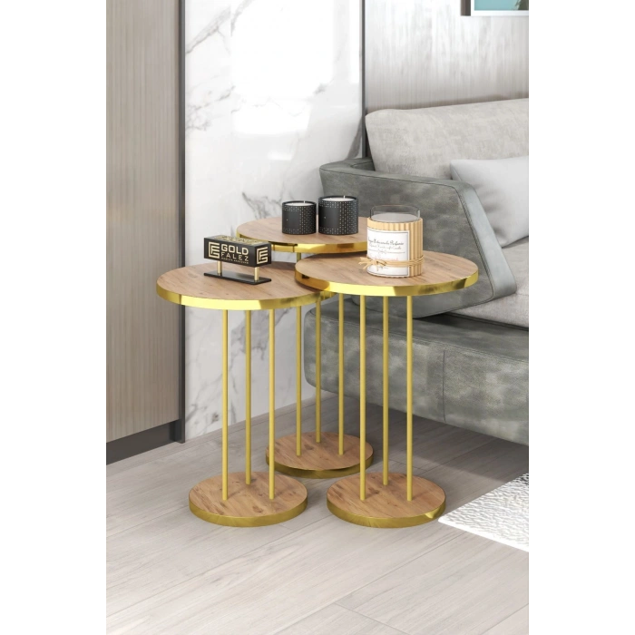 ORTA SEHPA VE ZİGON SEHPA TERRA SET GOLD CEVİZ